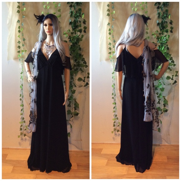 ๐ CLASSIC DRESS LONG TALL MAXI COLD SHOULDER BOHO - Picture 4 of 5